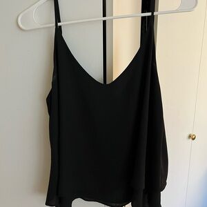 Veronica M Black Asymmetrical Camisole Sleeveless Top